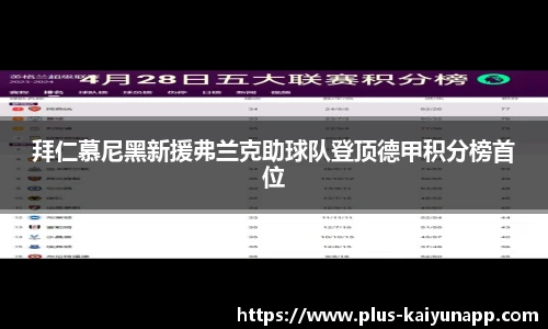 拜仁慕尼黑新援弗兰克助球队登顶德甲积分榜首位